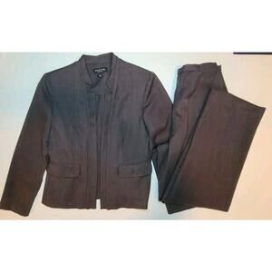 Perceptions New York Women Size 8 Petite Brown 2-Piece Suit Jacket and Pants